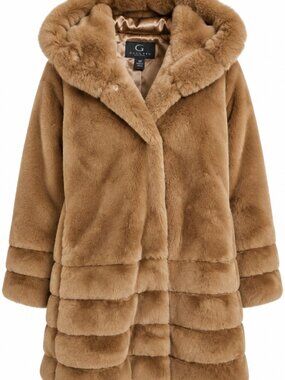 Gallery New York Camel Faux Fur Hooded Coat 3X NWT Plush Winter Jacket